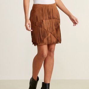 NWT Kobi Halperin Portia Suede Fringe Skirt